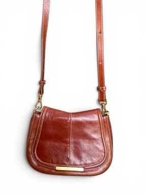 Brahmin Cognac Brown Leather Crossbody Bag | Vintage Saddle Style
